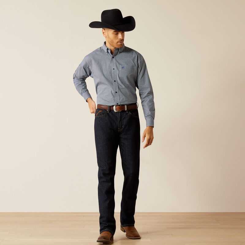 Ariat Team Keenan Classic Fit Shirt Blue / Navy Blue | 897MLWPHK