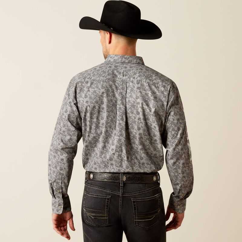 Ariat Team Kendall Classic Fit Shirt Grey / Light Grey | 347YBLCMR