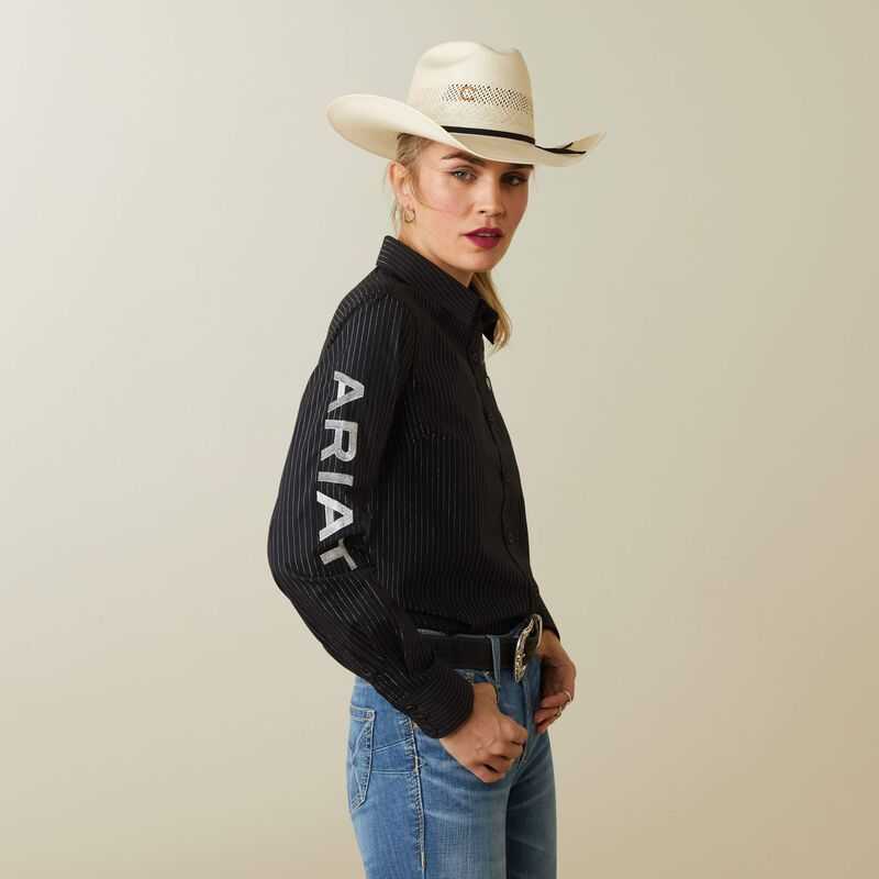 Ariat Team Kirby Stretch Shirt Black / Silver | 831VSNLRO