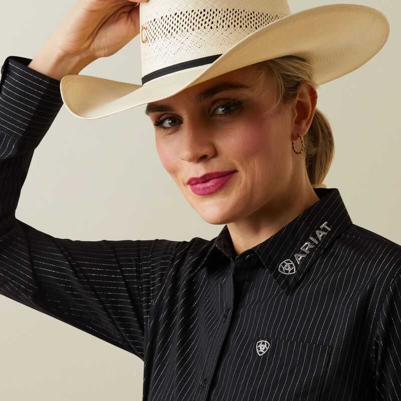 Ariat Team Kirby Stretch Shirt Black / Silver | 831VSNLRO