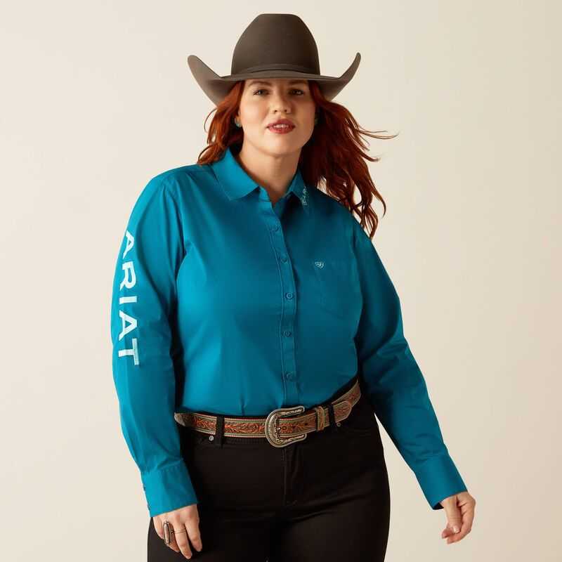 Ariat Team Kirby Stretch Shirt Ocean Depths | 081ONTYFZ