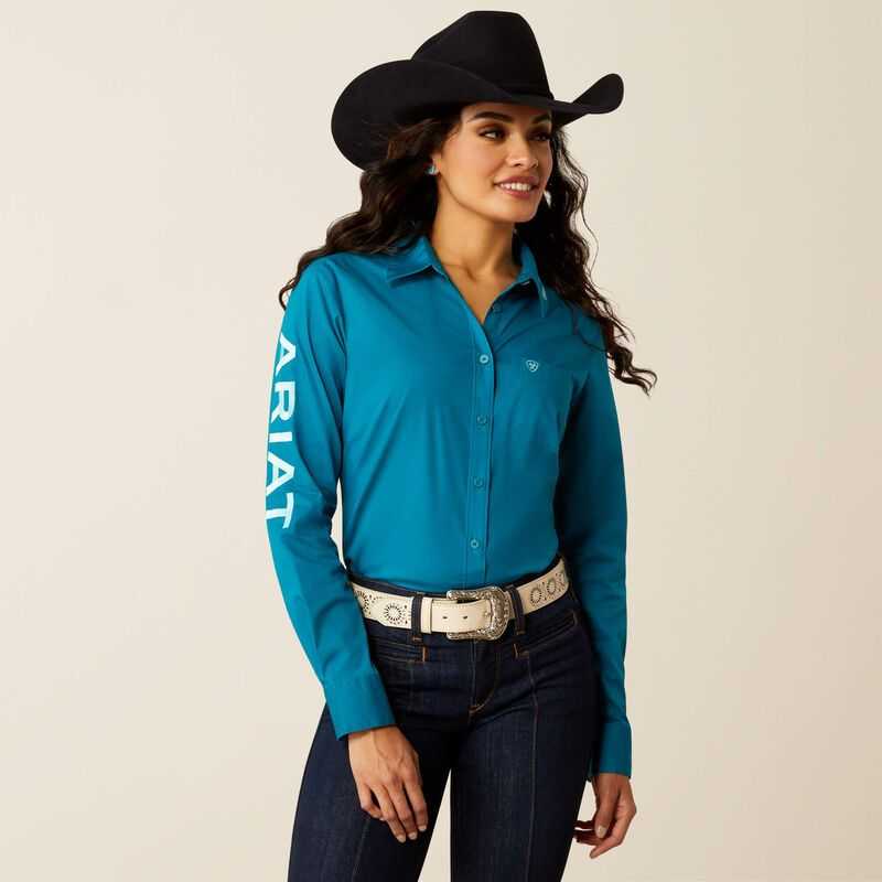 Ariat Team Kirby Stretch Shirt Ocean Depths | 081ONTYFZ