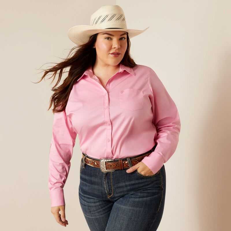 Ariat Team Kirby Stretch Shirt Pink | 074CNWMRU