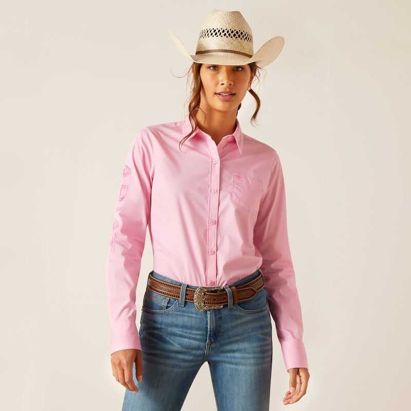 Ariat Team Kirby Stretch Shirt Pink | 074CNWMRU