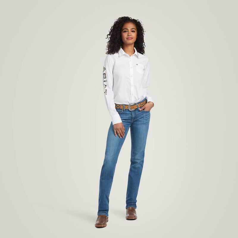 Ariat Team Kirby Stretch Shirt White / Leopard | 397ZQOTYS