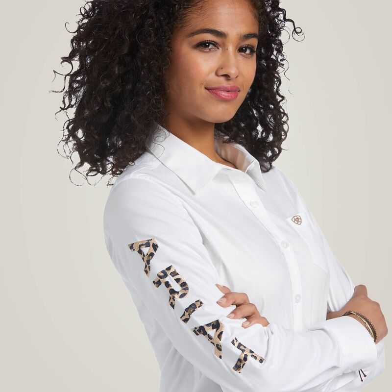 Ariat Team Kirby Stretch Shirt White / Leopard | 397ZQOTYS