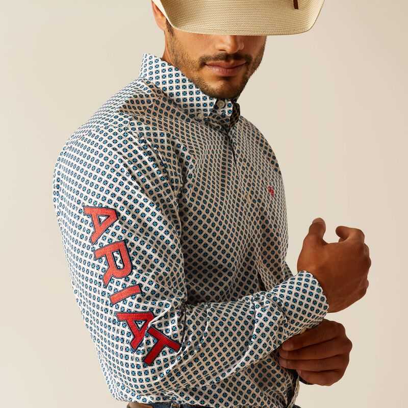 Ariat Team Lochlan Fitted Shirt White | 104JWEOYQ