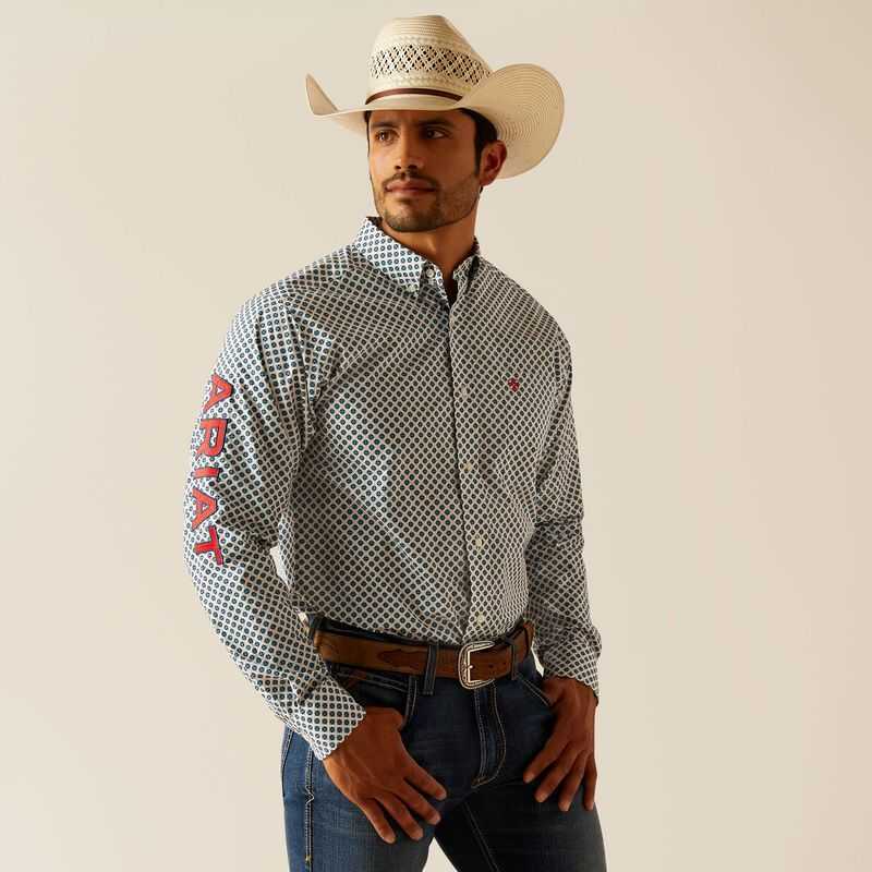 Ariat Team Lochlan Fitted Shirt White | 104JWEOYQ