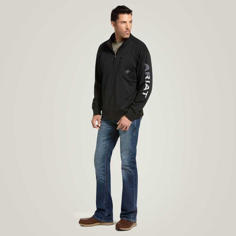 Ariat Team Logo 1/4 Zip Sweatshirt Black | 985ARSLTV