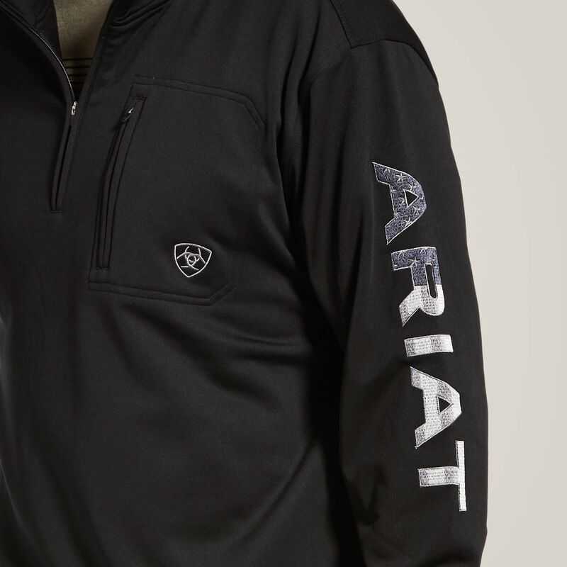 Ariat Team Logo 1/4 Zip Sweatshirt Black | 985ARSLTV