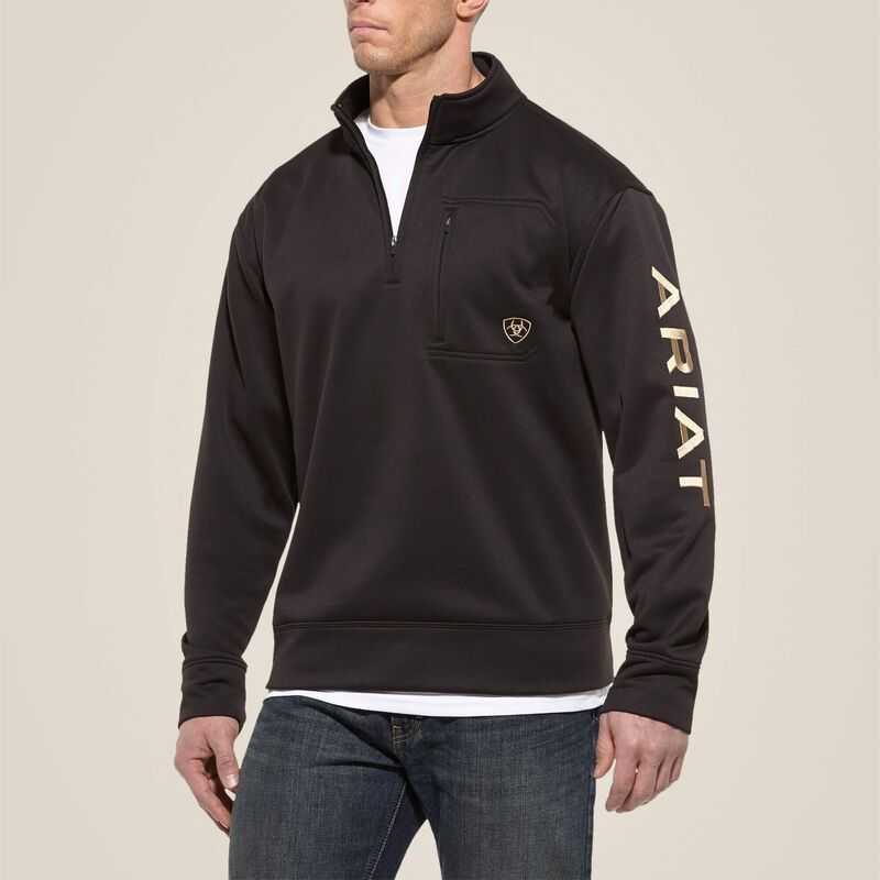 Ariat Team Logo 1/4 Zip Top Black | 278KRVTUB