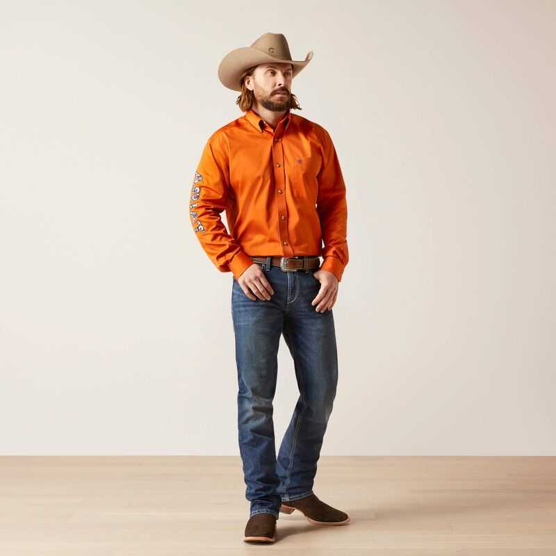 Ariat Team Logo Twill Classic Fit Shirt Red | 915JCMDHE