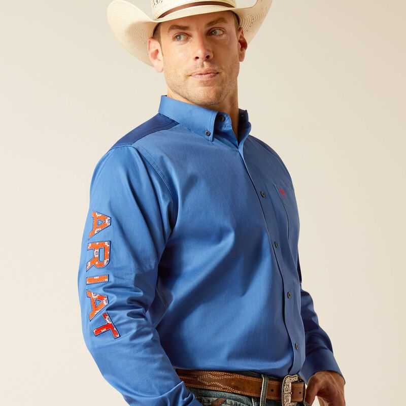 Ariat Team Logo Twill Classic Fit Shirt Deep Blue | 705DFUSQI