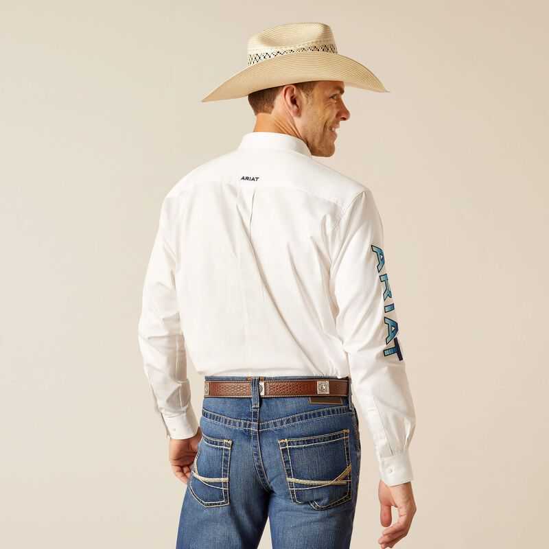 Ariat Team Logo Twill Classic Fit Shirt White | 185TGFJWO