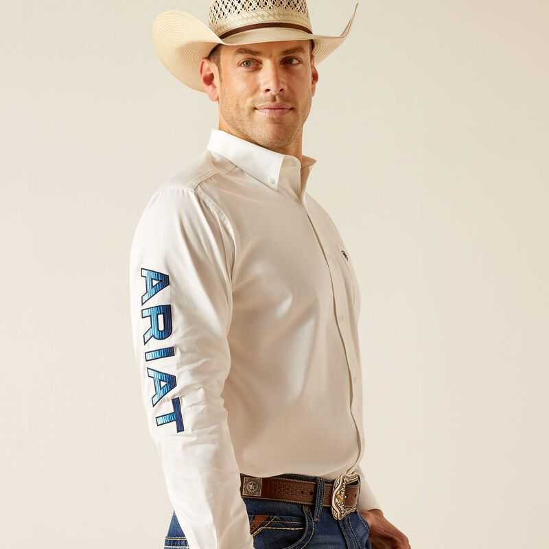 Ariat Team Logo Twill Classic Fit Shirt White | 185TGFJWO