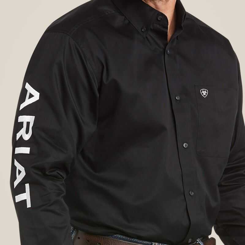 Ariat Team Logo Twill Classic Fit Shirt Black / White | 801LCRHNO