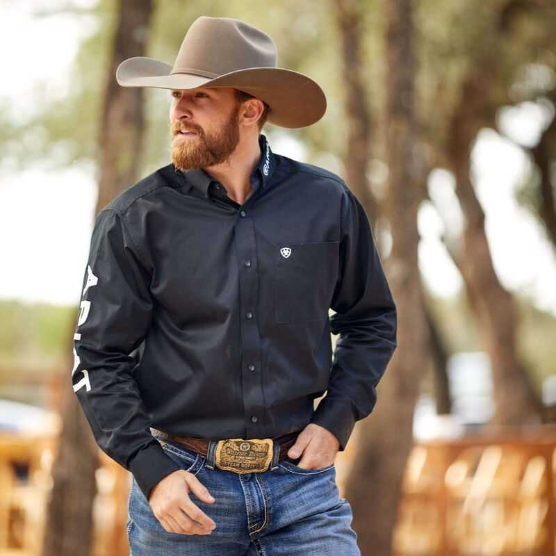 Ariat Team Logo Twill Classic Fit Shirt Black / White | 801LCRHNO