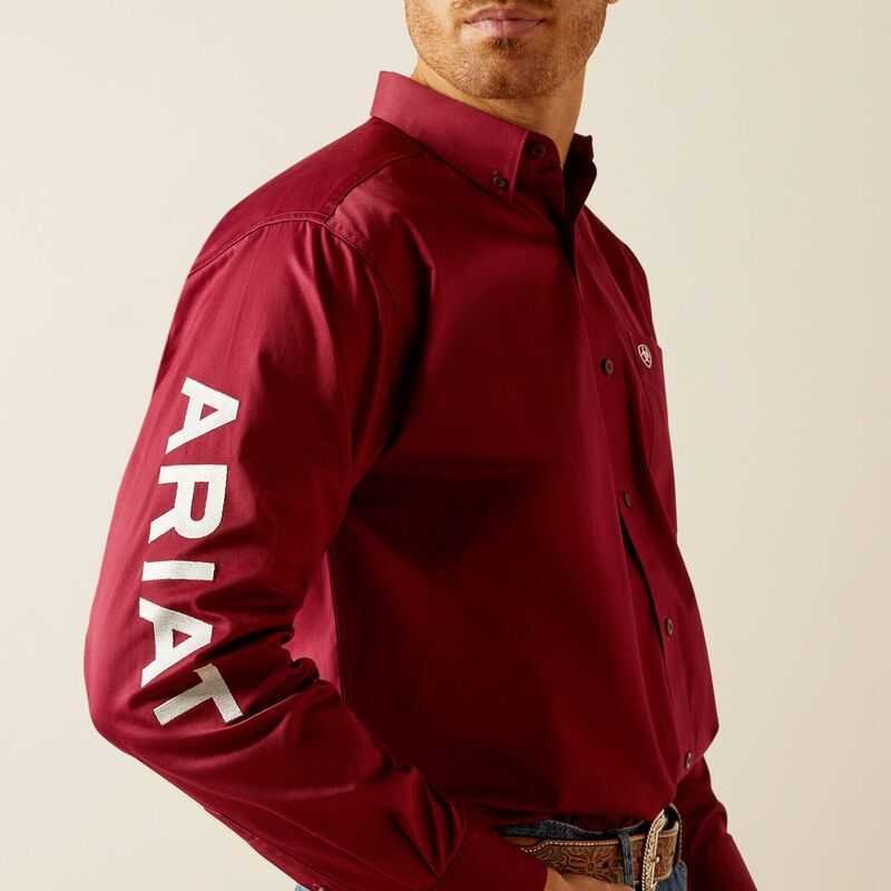 Ariat Team Logo Twill Classic Fit Shirt Dark Red / White | 840UXJDEO