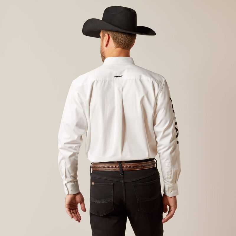 Ariat Team Logo Twill Classic Fit Shirt White / Black | 078XJYTNC