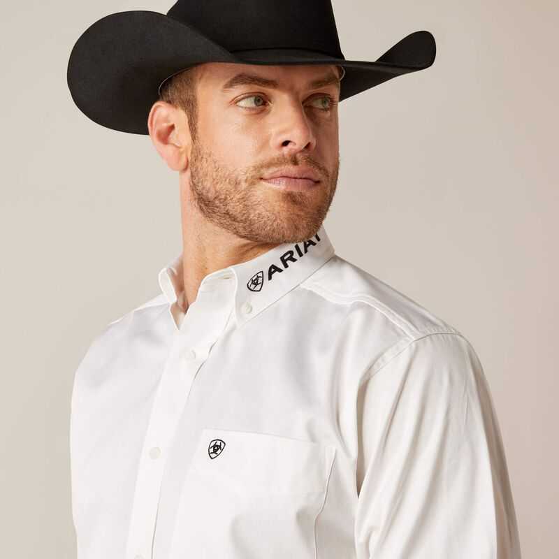 Ariat Team Logo Twill Classic Fit Shirt White / Black | 078XJYTNC