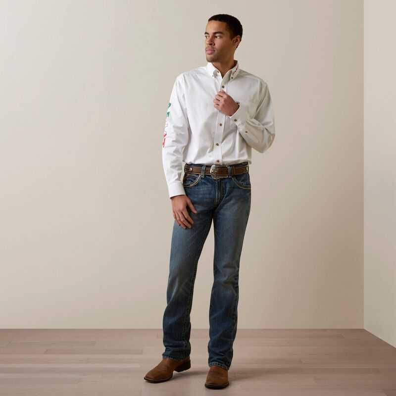 Ariat Team Logo Twill Classic Fit Shirt White | 864ATLKYU