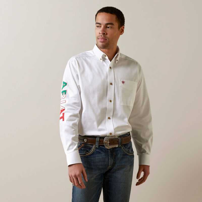 Ariat Team Logo Twill Classic Fit Shirt White | 864ATLKYU