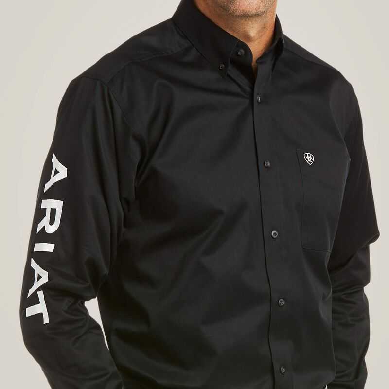 Ariat Team Logo Twill Fitted Shirt Black / White | 925VRELKO