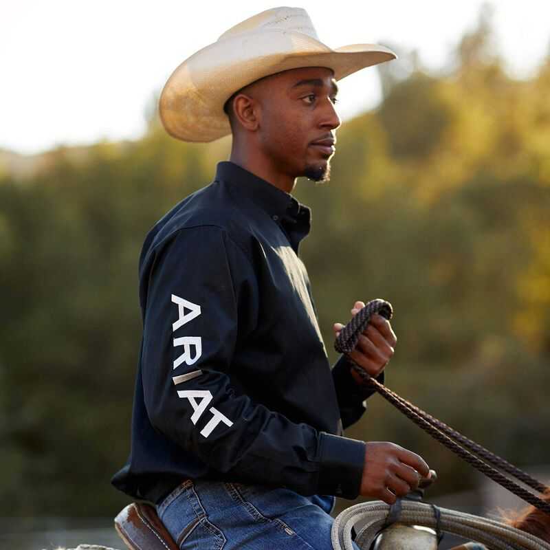 Ariat Team Logo Twill Fitted Shirt Black / White | 925VRELKO