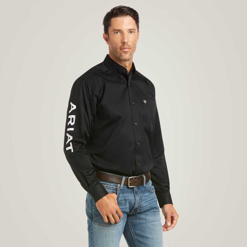 Ariat Team Logo Twill Fitted Shirt Black / White | 925VRELKO