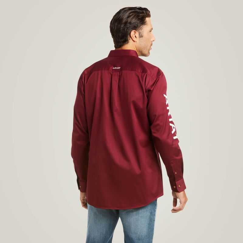 Ariat Team Logo Twill Fitted Shirt Burgundy / White | 754AEOBCL