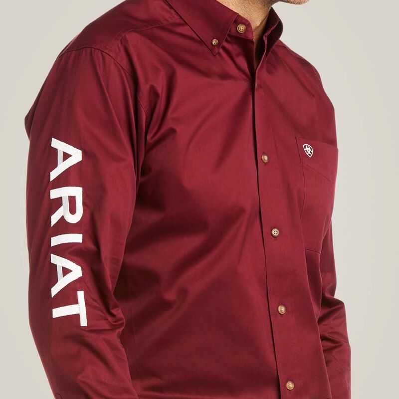 Ariat Team Logo Twill Fitted Shirt Burgundy / White | 754AEOBCL