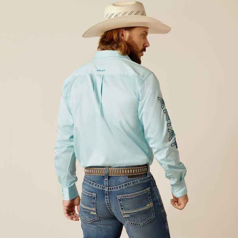 Ariat Team Logo Twill Fitted Shirt Light Turquoise | 938WDKFMV