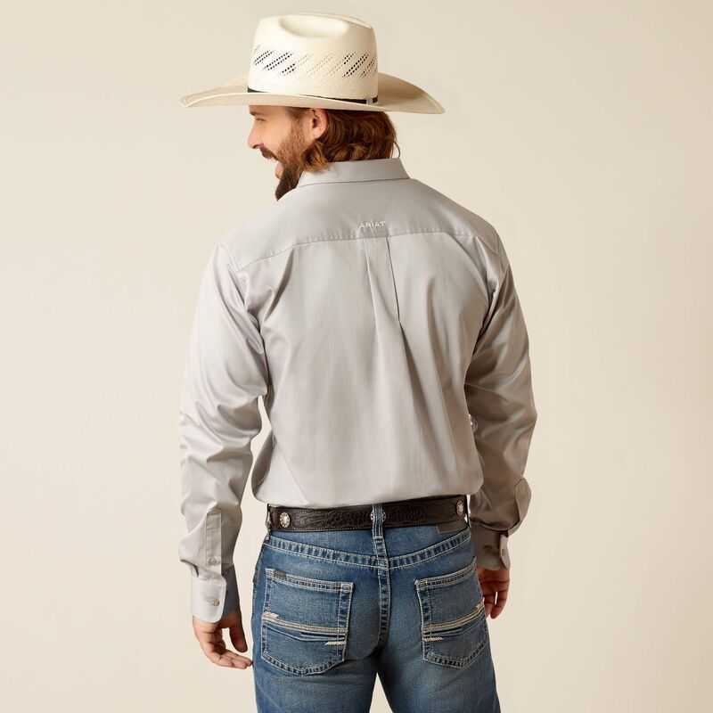 Ariat Team Logo Twill Fitted Shirt Light Grey | 469DGZLOT