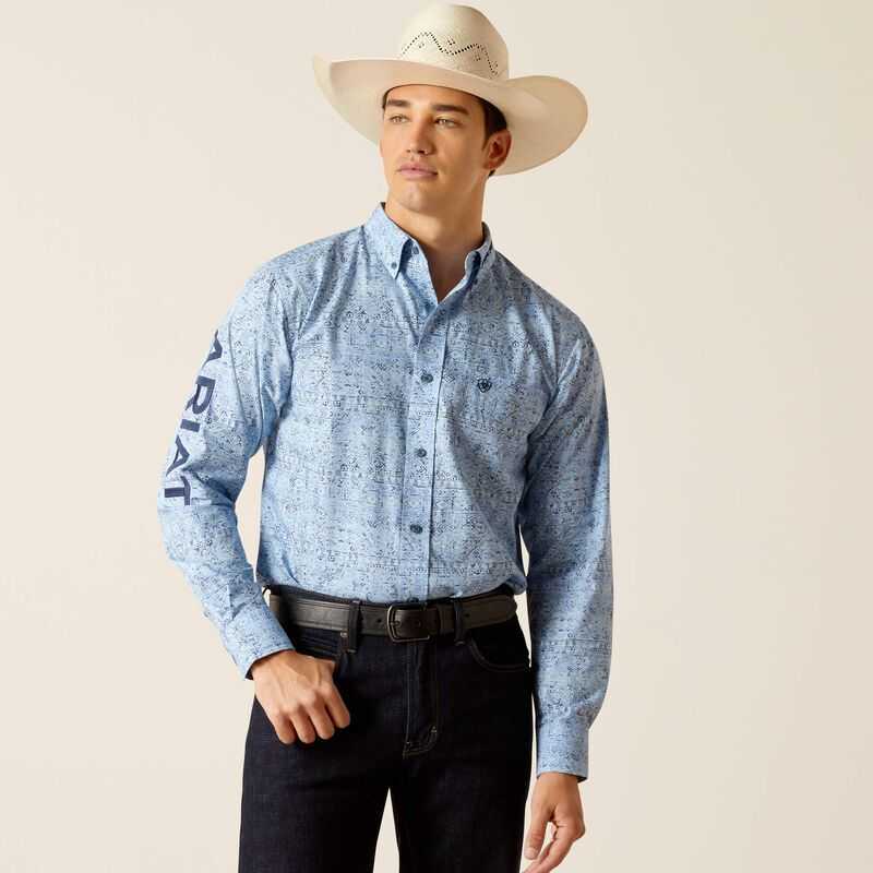 Ariat Team Vaughn Fitted Shirt Blue | 825CMJNUB