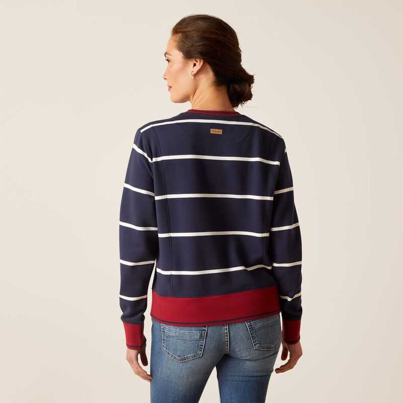 Ariat Tedstock Sweatshirt Navy / White | 059WOHTSB