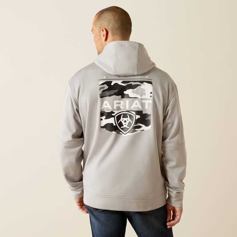 Ariat Tek Fleece 2.0 Camo Pocket Hoodie Grey | 025GJTCWR