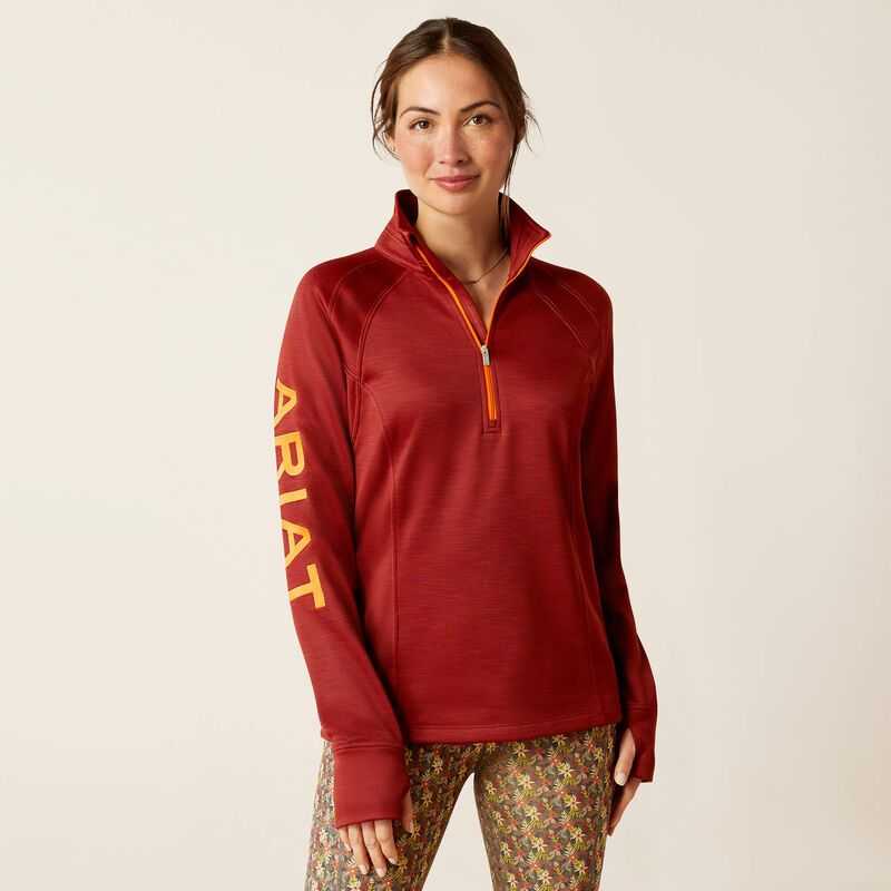 Ariat Tek Team 1/2 Zip Sweatshirt Dark Red | 350ROGQME