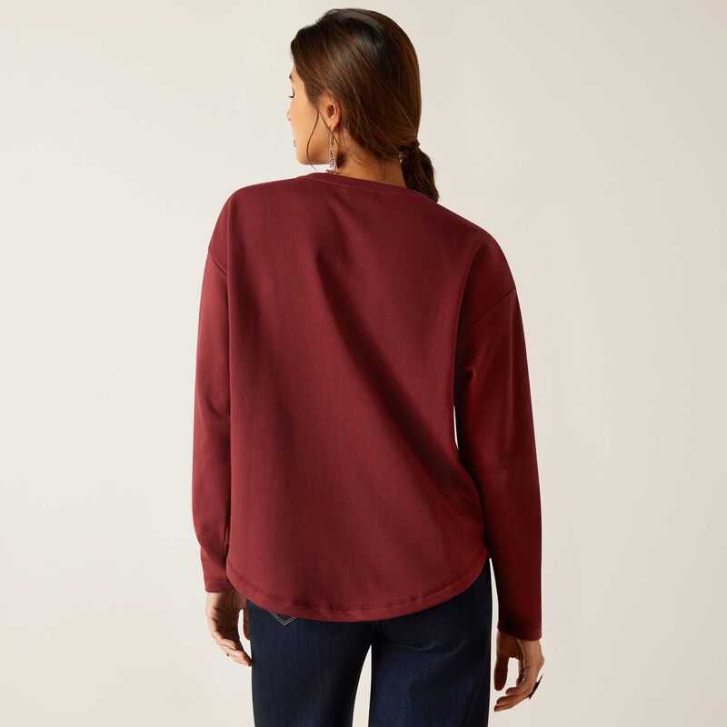 Ariat Terry Henley Sweatshirt Burgundy Red | 652XUVTIQ