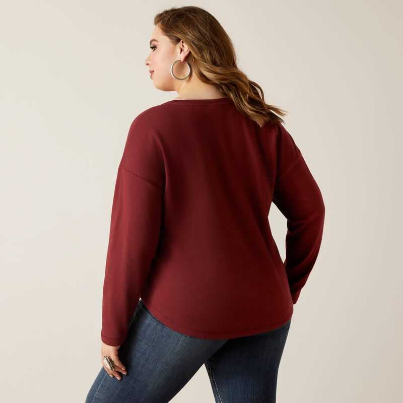 Ariat Terry Henley Sweatshirt Burgundy Red | 652XUVTIQ