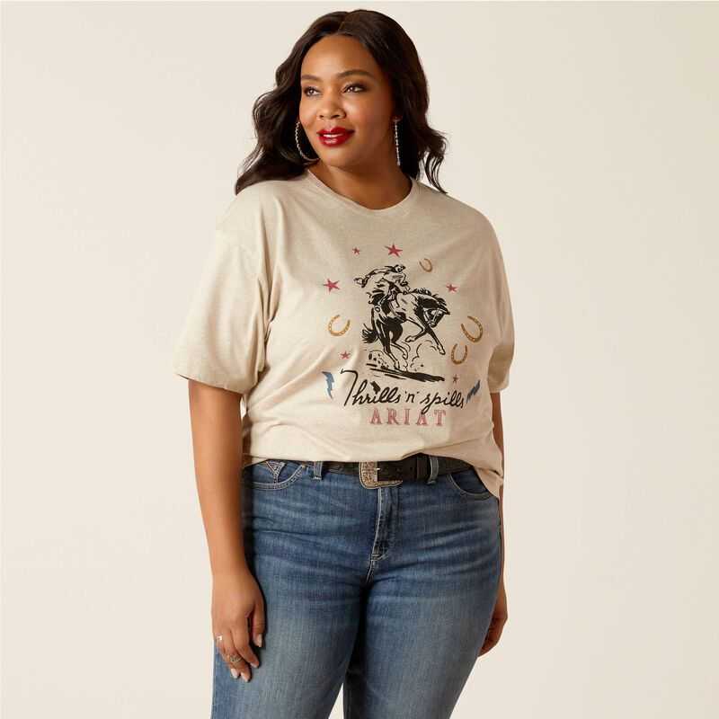 Ariat Thrills N Spills T-Shirt Beige | 340LENORW