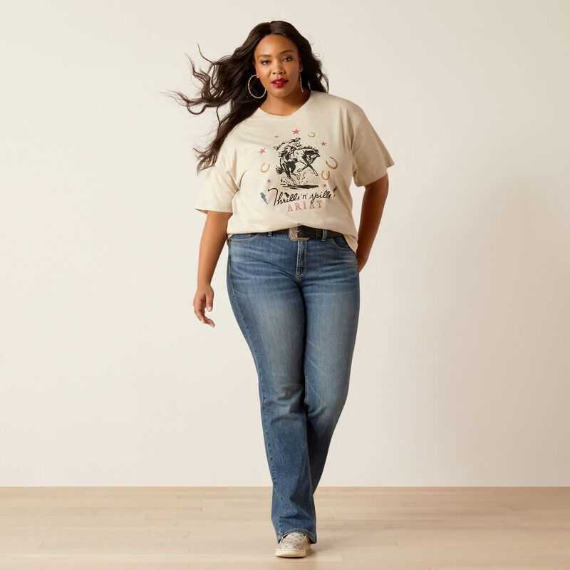 Ariat Thrills N Spills T-Shirt Beige | 340LENORW