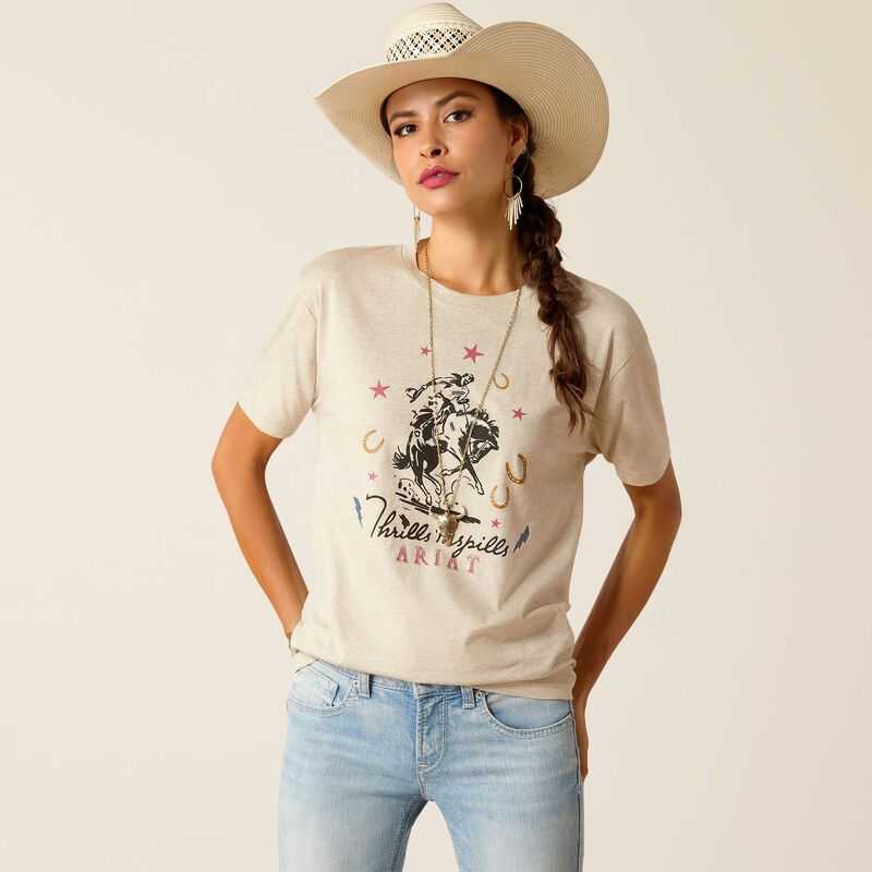 Ariat Thrills N Spills T-Shirt Beige | 340LENORW