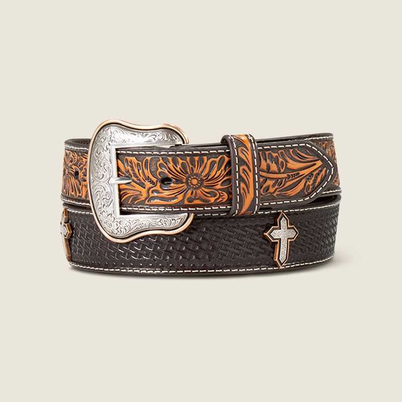 Ariat Tooled Cross Belt Brown | 537IZWTHS