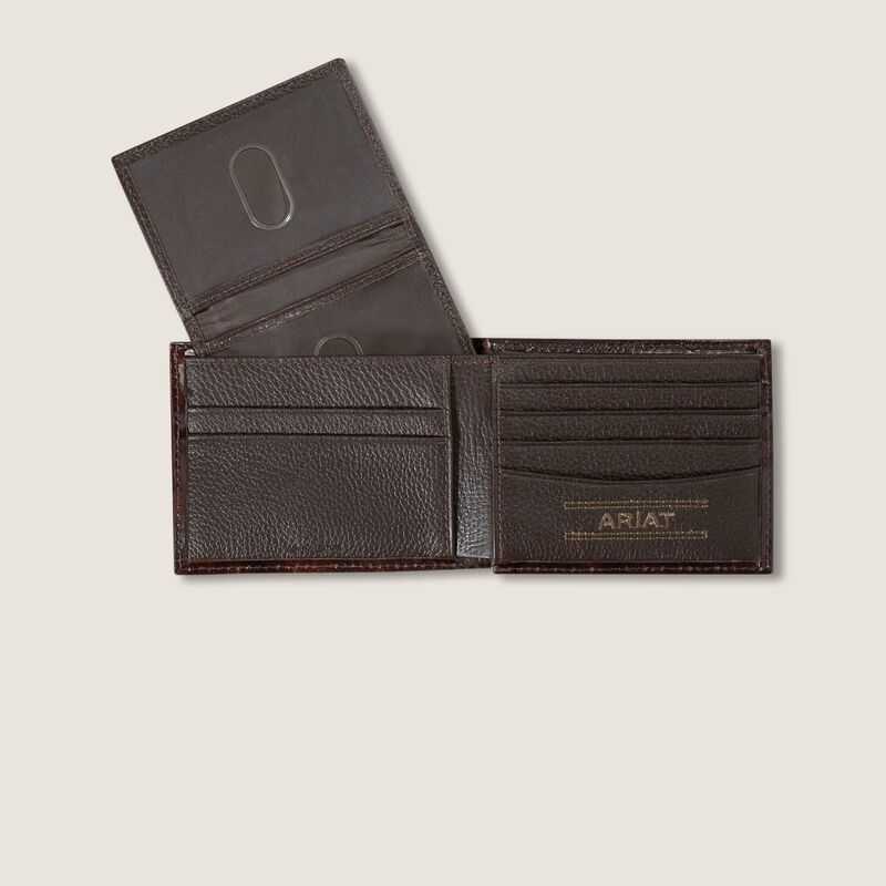 Ariat Tooled Feather Bifold Wallet Brown | 796PKDTZM