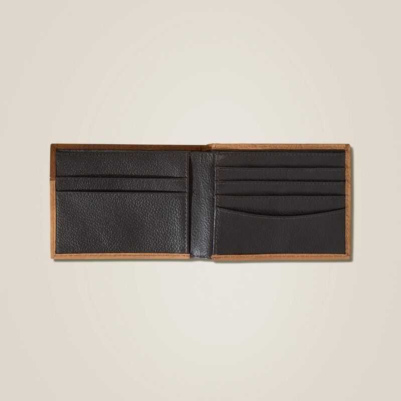 Ariat Tooled Leather Bifold Wallet Brown | 038GLHQJT