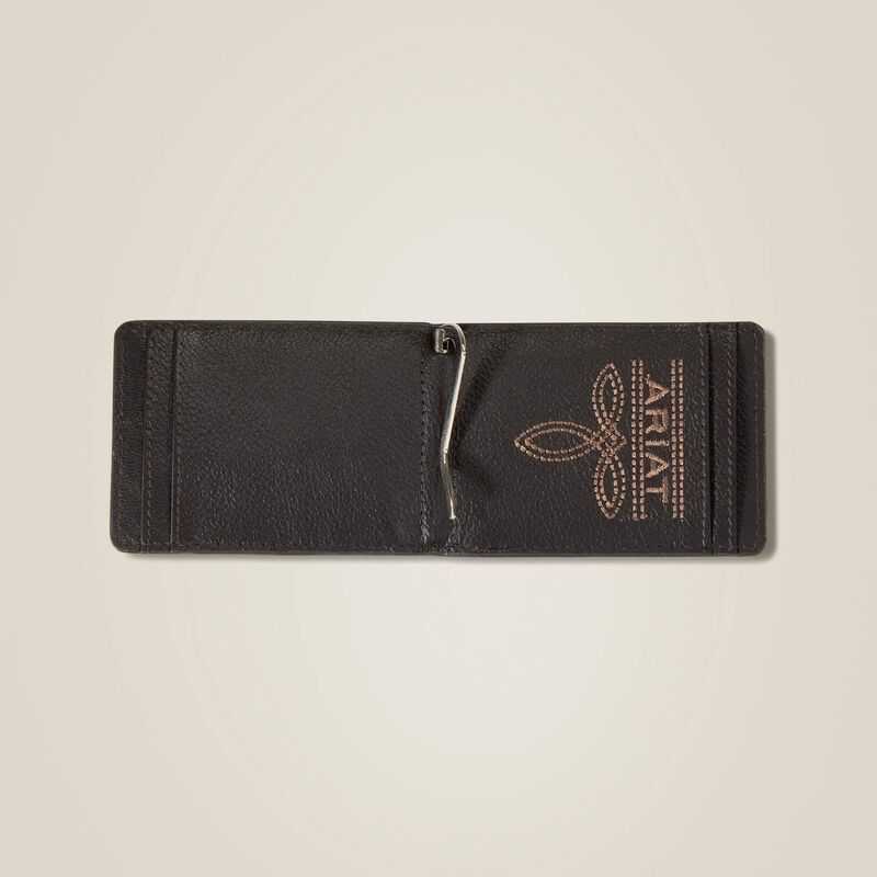 Ariat Tooled Leather Clip Wallet Brown | 784FPUQDH