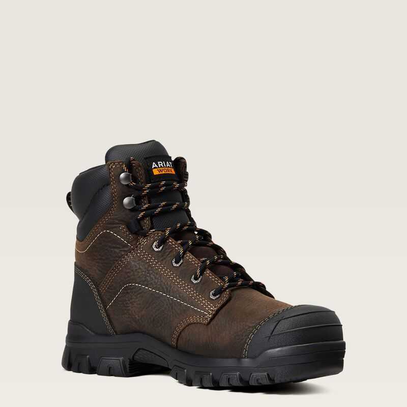 Ariat Treadfast 6' Waterproof Steel Toe Work Boot Dark Brown | 164IWJRFY