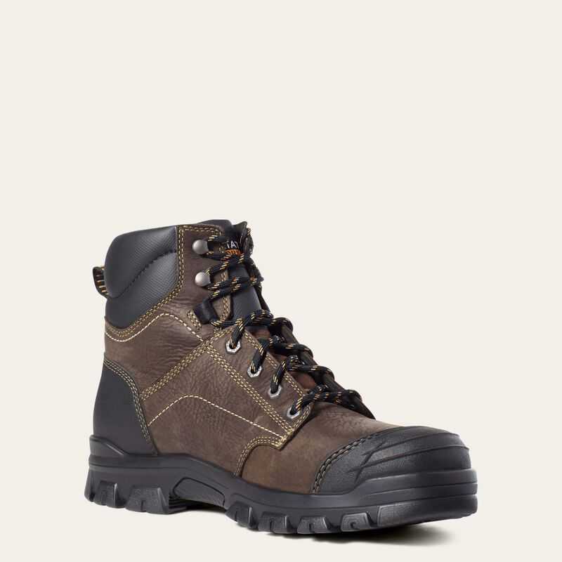 Ariat Treadfast 6' Waterproof Steel Toe Work Boot Dark Brown | 690BUJYMQ