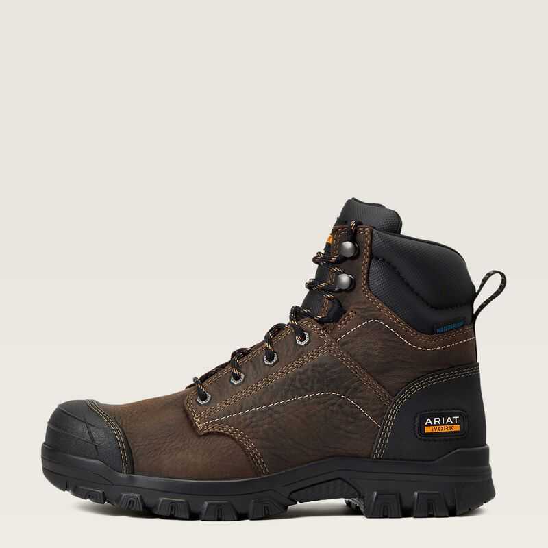 Ariat Treadfast 6' Waterproof Work Boot Dark Brown | 705QSTDYO