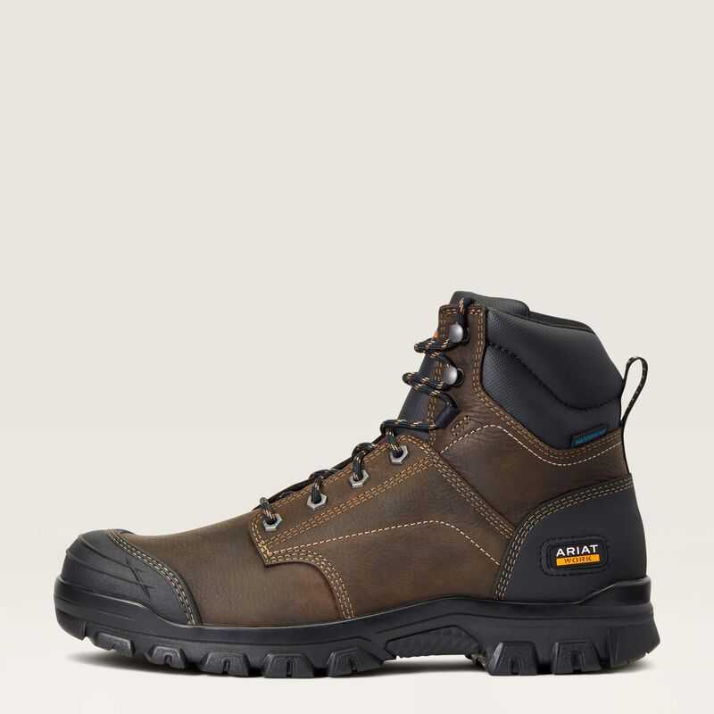 Ariat Treadfast 6' Waterproof Work Boot Dark Brown | 031PHCVGE